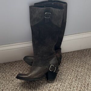 Stylish Women's Leather and Suede Brown Boots